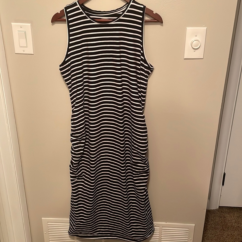 Black and White Maternity Old Navy MIDI Bodycon Dress Womens Size XL